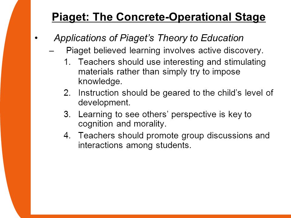 Piaget's cognitive stages of online development key teaching strategies